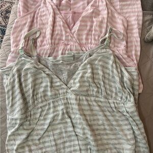 Striped Pink/white and Gray/baby blue breastfeeding/ maternity dresses xl